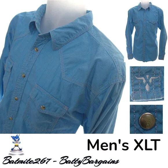 Wrangler TwentyX 20X Mens XLT Western Shirt Blue Rodeo Button Up - Picture 1 of 9